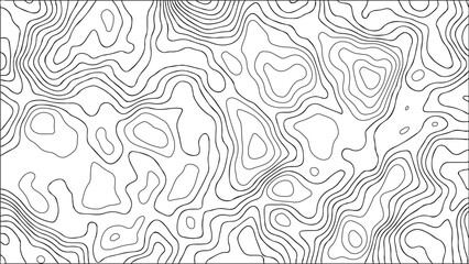 Abstract Topographic Contour Lines Pattern Background, Black Minimal Map Lines Texture, Modern Geographic Terrain Map Illustration for Poster, Technology, Cartography and Design Backdrop