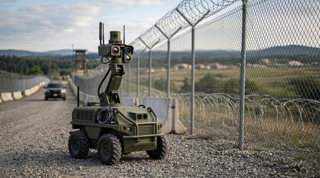 Robots checking the border line