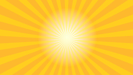 Yellow Retro Sunburst Background with Radiating Orange Rays and Bright Center Glow Abstract Vintage Burst Pattern for Pop Art Poster Banner Advertising and Dynamic Graphic Design