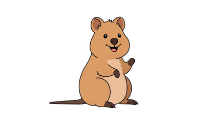 Naklejka premium A cute cartoon quokka waving with a smile on its face
