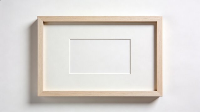 displays a minimalist, rectangular picture frame with a simple and elegant design. The frame is made of a light-colored wood or wood-like material, featuring a smooth finish. It has a narrow border th