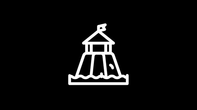 Iconic water slide tower with a flag at the top, symbolizing summer fun and recreation