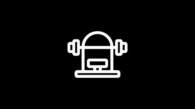 Icon of a weightlifting bench with a barbell and weights, symbolizing fitness and exercise