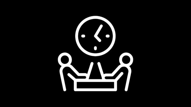 Business meeting with a clock overhead symbolizing time management and deadlines