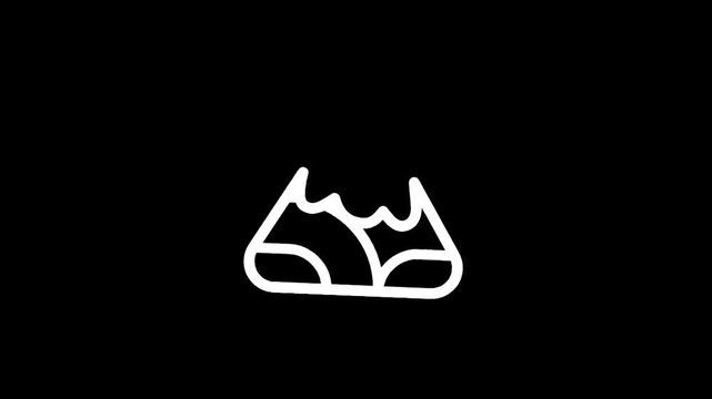 Abstract mountain peak with a bite taken out, minimalist white line art on black background