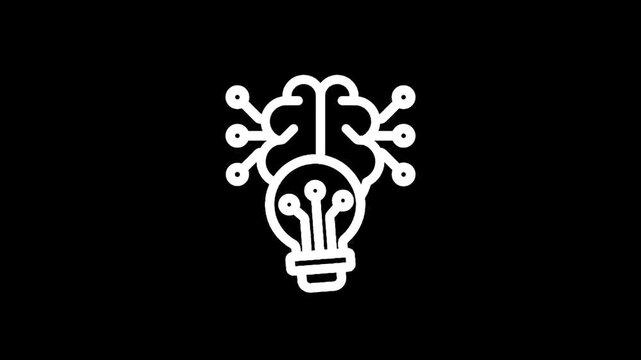 Conceptual icon representing artificial intelligence and innovation with a brain and lightbulb