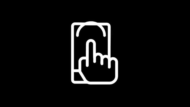 Icon of a hand touching a smartphone screen with a finger, representing interaction