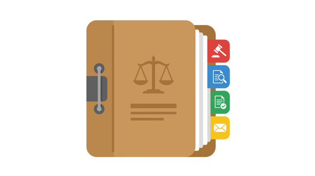 Flat Icon of Legal Case File Folder with Organized Law Documents
