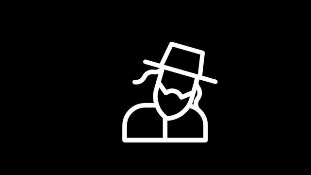 Minimalist icon of a man with a beard and hat, representing tradition and culture