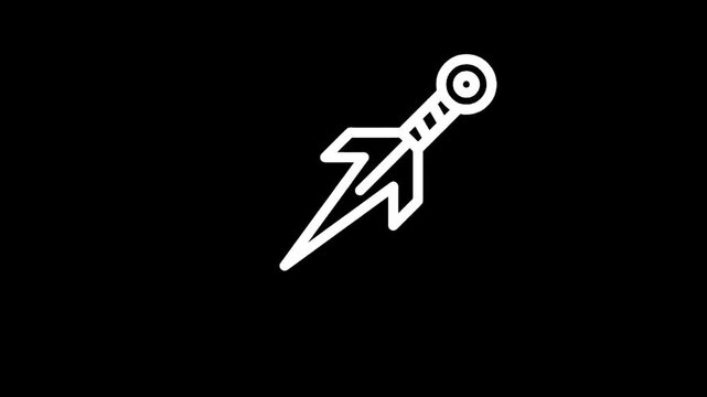 Stylized white ninja star weapon icon on a stark black background, representing combat and martial arts