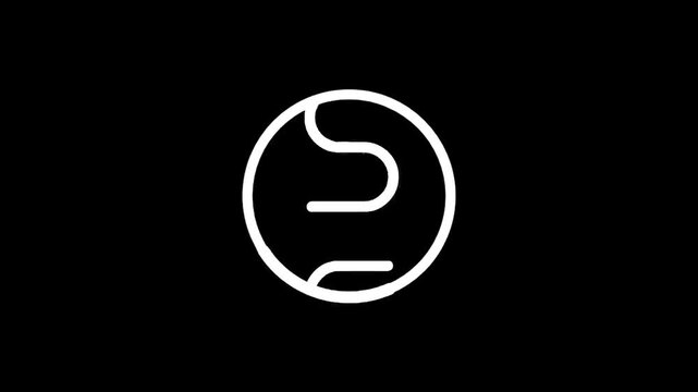Minimalist white letter S inside a circle on a black background, abstract logo design