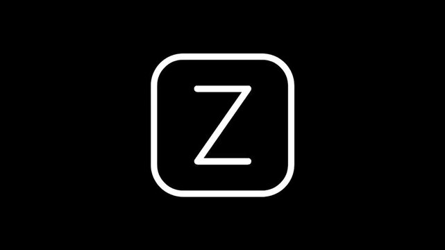 Minimalist white icon of a square with rounded corners on a black background