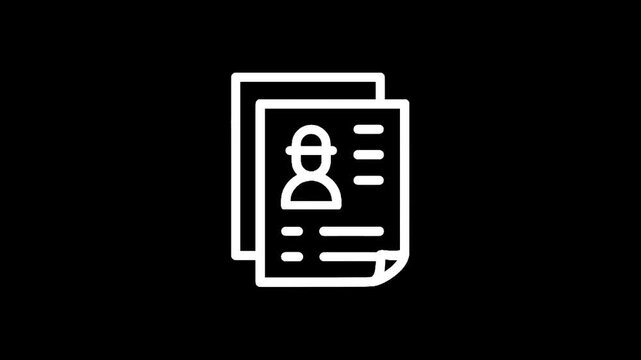Icon representing a resume or profile document with a person silhouette and text lines