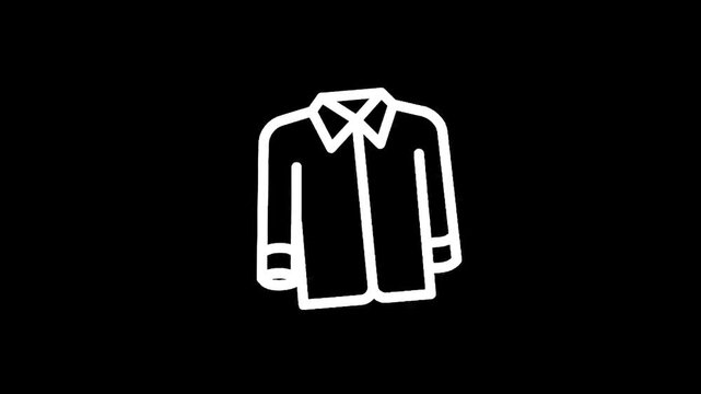 Simple white outline of a collared shirt on a black background