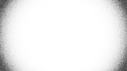 Black dotted stipple vignette background. Transparent dot rectangle frame. Soft rectangular frame with depth effect. Minimal abstract vector illustration.