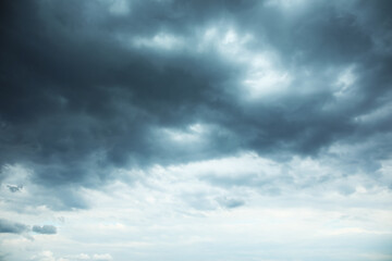 Beautiful view of stormy sky with rainy clouds as background