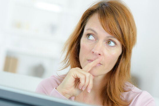 a woman is thinking about something