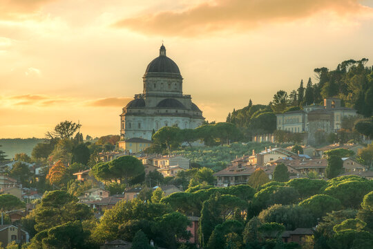 Temple of Santa Maria della Consolazione at Sunset, Todi, Umbria