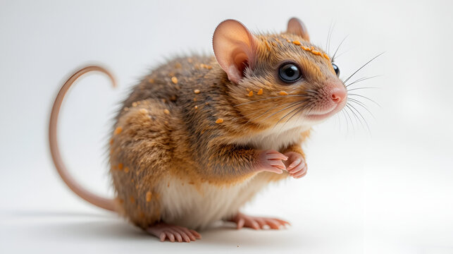 Edible dormouse in front of a white background