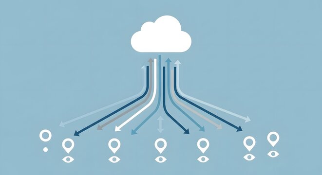Clean flat cloud bursting arrows distributing load to edge nodes modern scalable cloud architecture