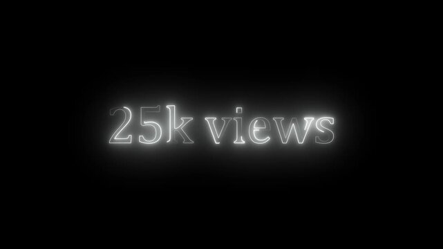 Beautiful Glowing 25k Views Icon Animation Neon Light Style Shiny Social Media Counter Graphic Motion Design Video. 25K Viral Video Views Animation | Eye-Catching Spiral Hypnotic Motion Background |