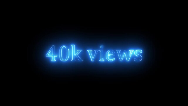 Beautiful Glowing 40k Views Icon Animation Neon Light Style Shiny Social Media Counter Graphic Motion Design Video. 40K Viral Video Views Animation | Eye-Catching Spiral Hypnotic Motion Background |