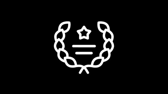 Award laurel wreath with star and certificate icon on black background, representing achievement