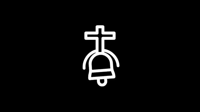 Christian bell and cross icon symbolizing faith and religious services