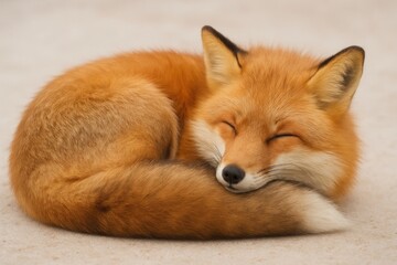 Fototapeta premium Peaceful fox sleeping curled