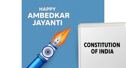 Dr BR Ambedkar Constitution of India Book and Fountain Pen Design Ambedkar Jayanti