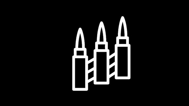 Simple white outline icon of three bullets on a black background