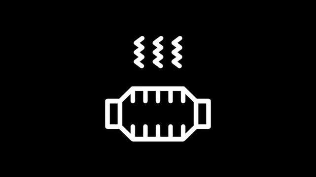 Icon representing a catalytic converter with heat waves emanating from it