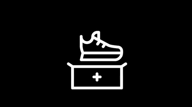Icon of a sneaker placed on top of a box with a plus sign