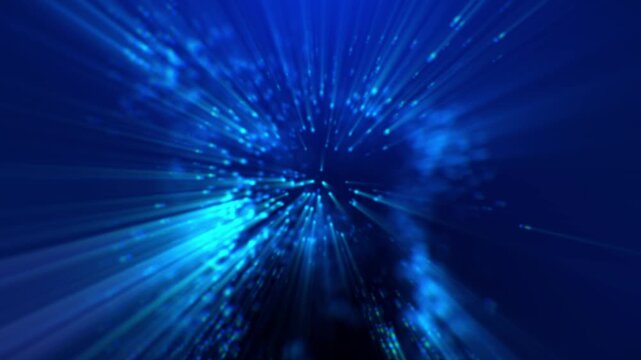 Blue data stream light rays background digital technology energy motion seamless loop video animation