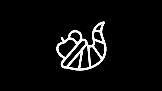 Stylized white outline of a red panda on a black background