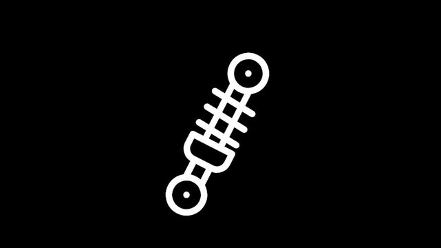 Simple white line icon of a shock absorber on a black background