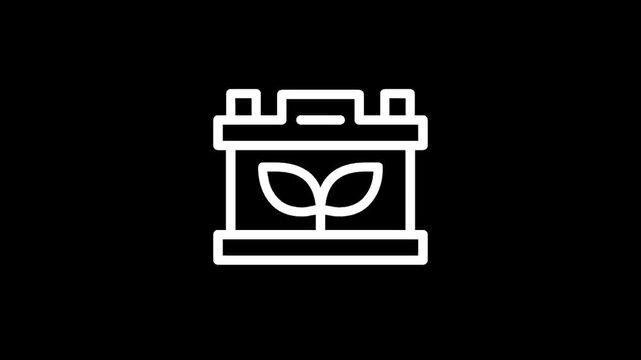 Eco-friendly battery icon with plant symbol representing green energy and sustainability