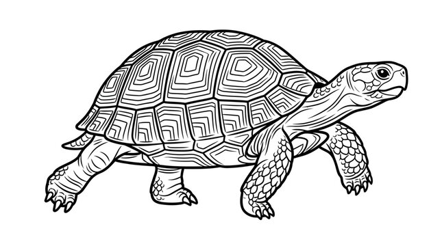 Detailed illustration of a walking turtle.