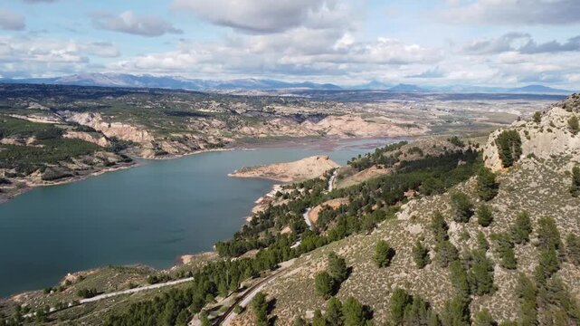 Embalse del Negratin 4K. Benzalema Castle Traveling In. Geopark. Reservoir. Hot Springs. Granada. Spain