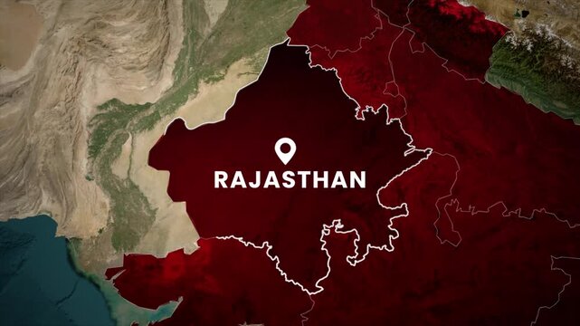 Rajasthan Map Animated Video. Rajasthan Location Highlighted on India Map with Pin Marker and Transparent Background in Video Format. Map Animation Video