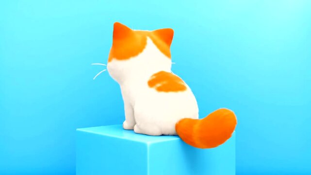 Cute orange and white cat sitting.