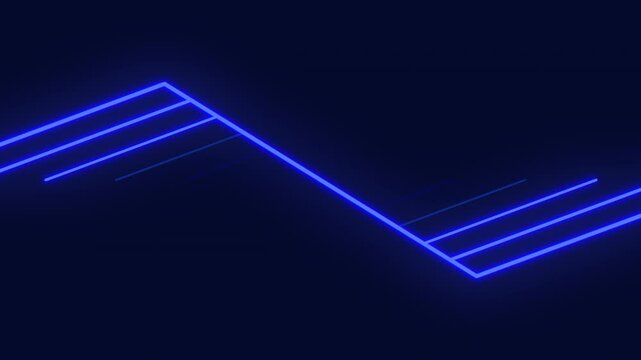 Glowing blue neon lines forming abstract geometric frame on dark background