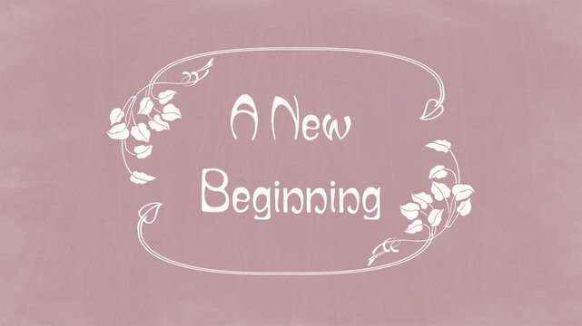 A New Beginning &ndash; Art Nouveau Botanical Wedding Title on Rustic Dusty Pink Chalkboard