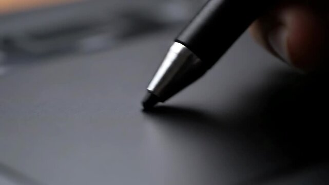 Close Up Graphic Drawing Tablet Stylus Sketching Action