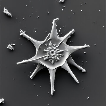 Authentic Microscopic Diatom Specimen with Micro-Debris on Stage