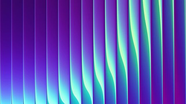 Soft flowing gradient behind ribbed glass create calm abstract motion. Smooth neon refracted waves sliding through textured glass ridges blending pastel tones into dynamic motion. Seamless loop. 4K