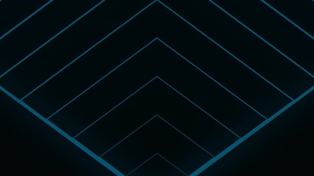 Abstract neon blue geometric tunnel background with glowing lines, 3D perspective