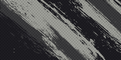 Abstract Grunge Brush Strokes Background with Halftone Dot Pattern – Urban Street Art Style. vector illustration © Adisty