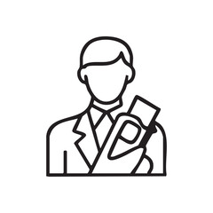 Obraz premium Line art illustration of a person holding a mobile phone device