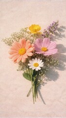 Fototapeta premium Vibrant flowers on textured mobile wallpaper